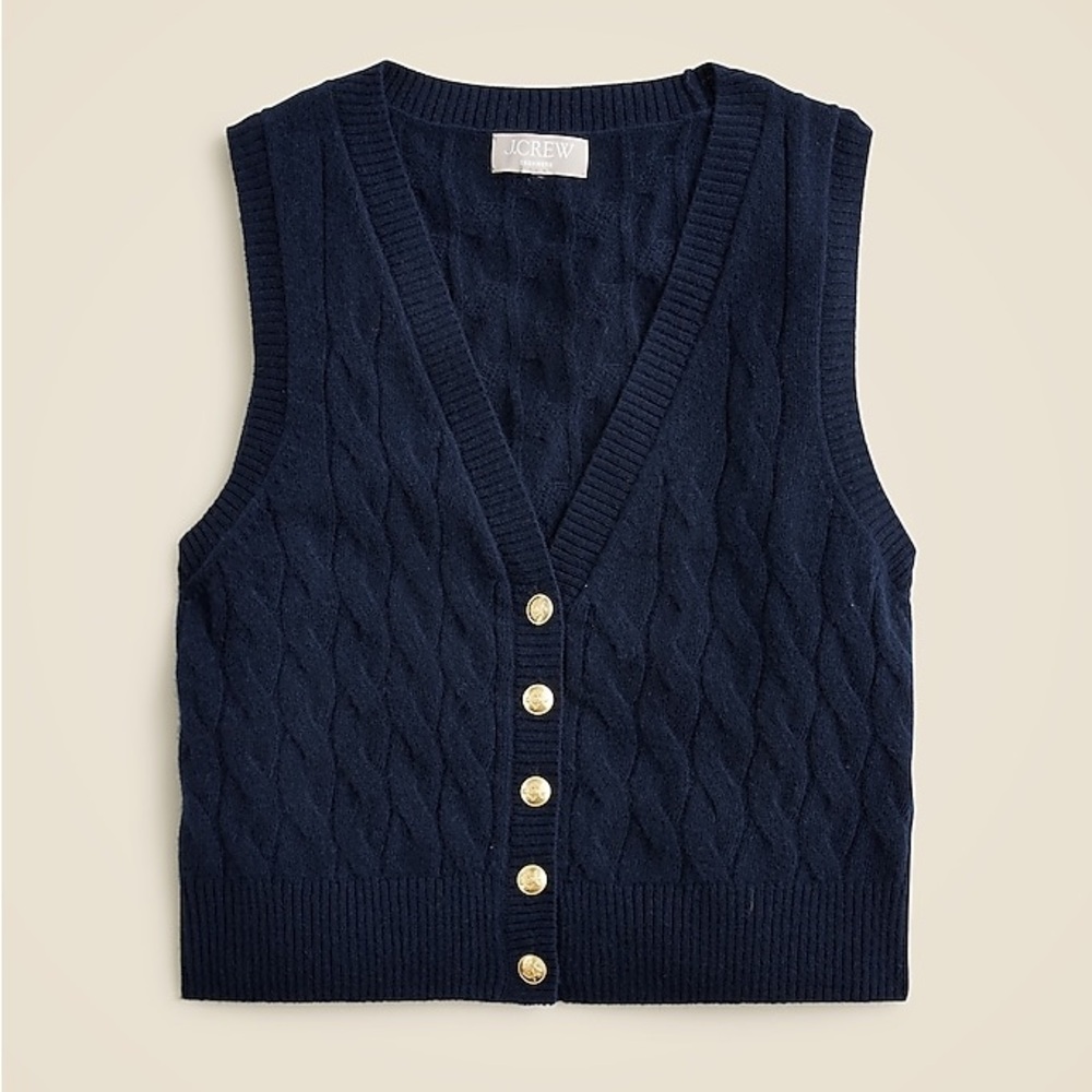 J. Crew Navy Cable Knit Sweater Vest